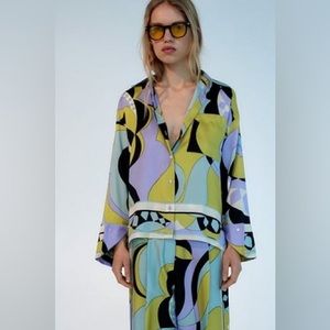 WORN ONCE - ZARA PUCCI PRINT POCKET SHIRT - Size S